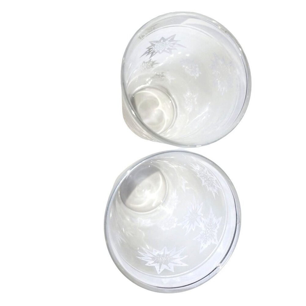 Vintage White Frosted Atomic Snowflake 10 Oz Federal Glass Tumblers Set Of 4 MCM - Picture 4 of 6